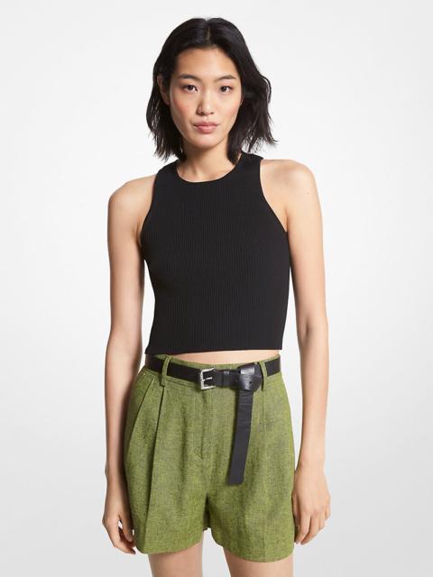 MICHAEL KORS Ribbed Recycled Viscose Blend Cropped Tank Top
