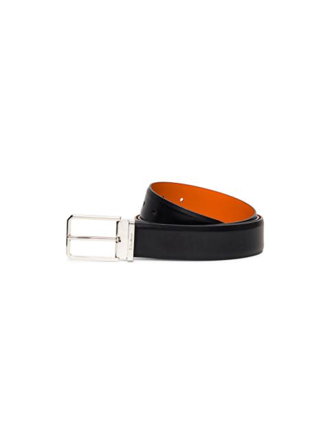 Men's polished blue leather adjustable belt