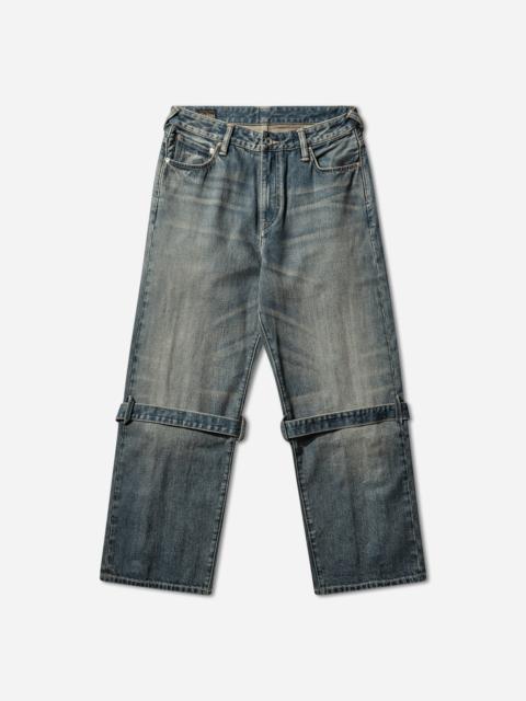 EVISU Men's Washed Bondage Jeans Indigo