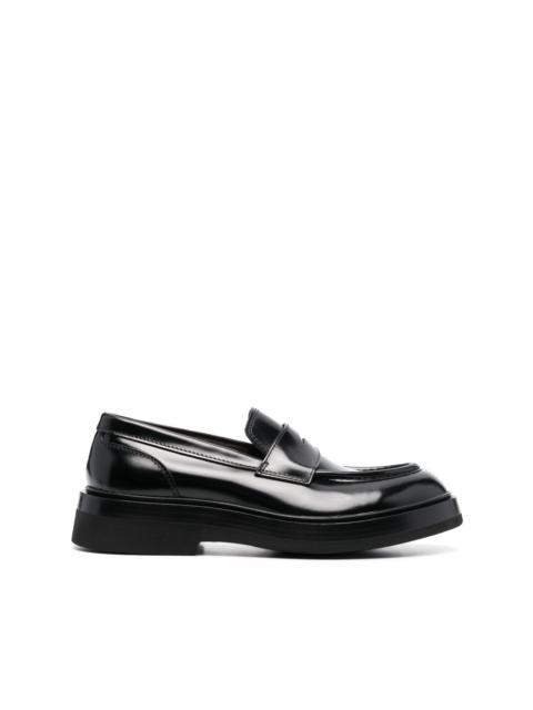 Santoni patent-finish leather loafers