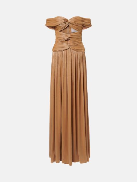 COSTARELLOS Cutout Lurex georgette gown