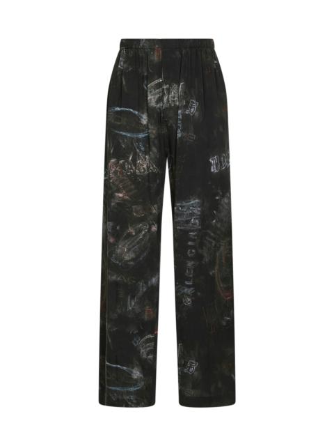 BALENCIAGA Washed black Washed Crayon Allover Pyjama trousers