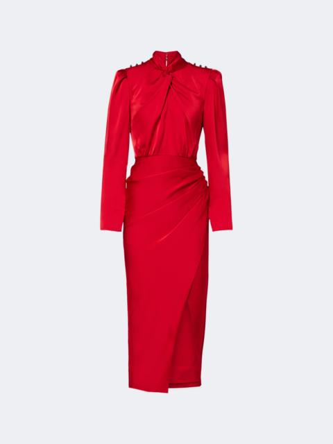 self-portrait Draped satin cocktail dress