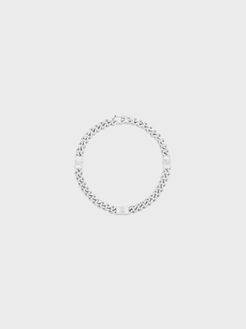 CELINE Triomphe Small Gourmette Bracelet in Brass with Rhodium Finish