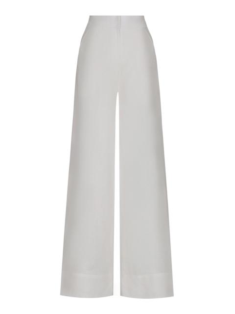 ANDRES OTALORA Santos High-Rise Linen Wide-Leg Pants off-white