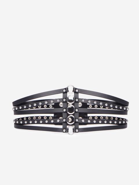 The Kooples BLACK LEATHER CORSET BELT WITH STUDS