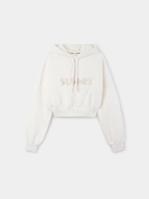 EMBROIDERED CROPPED HOODIE / dust