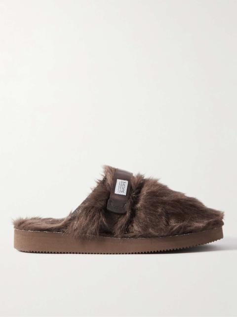 Zavo-2EU Webbing-Trimmed Faux Fur Mules