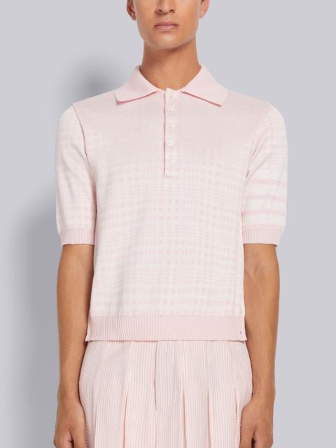 Thom Browne Light Pink Gingham Check Jacquard Short Sleeve Polo