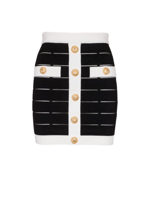 Two-tone buttoned knit skirt