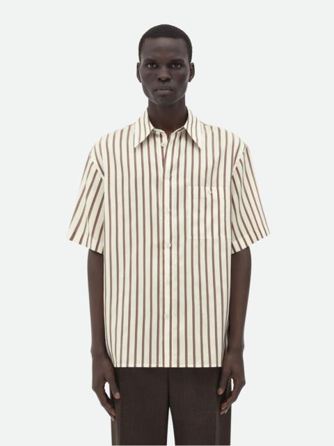 Short-Sleeved Silk Bicolor Striped Shirt