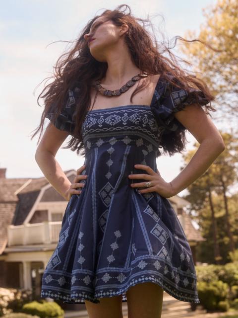 Hill House Home The Matilda Mini Dress - Navy Diamond Batik