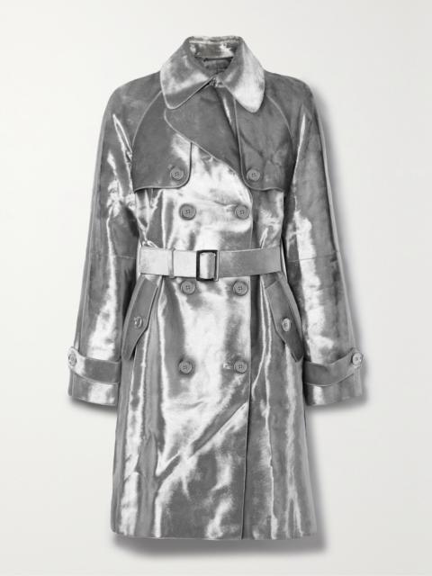 MICHAEL KORS COLLECTION Belted Double-breasted Metallic Calf Hair Trench Coat