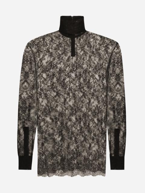 Dolce & Gabbana Loose lace turtleneck with shirt cuffs