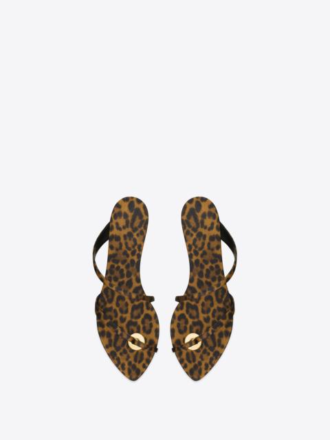 SAINT LAURENT tanger slides in leopard grosgrain