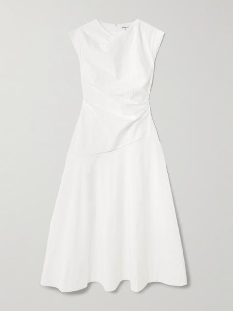 VERONICA BEARD Lisette Gathered Cotton-blend Poplin Midi Dress