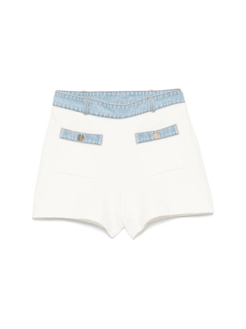 denim-trim shorts