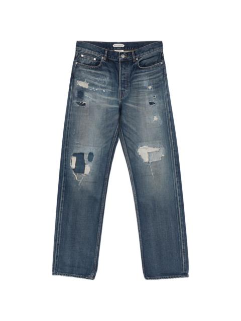 patchwork straight leg jeans