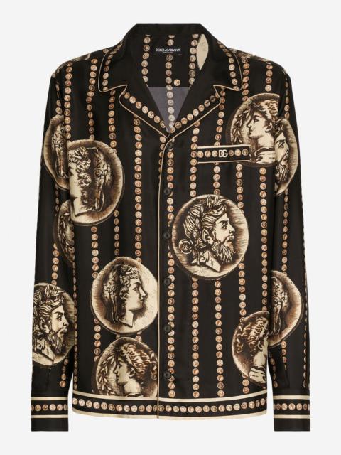 Dolce & Gabbana Coin print silk twill shirt
