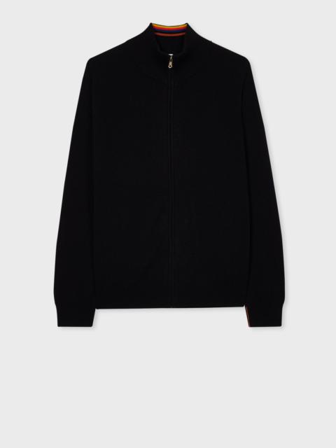 Paul Smith Black Cashmere Full-Zip Cardigan