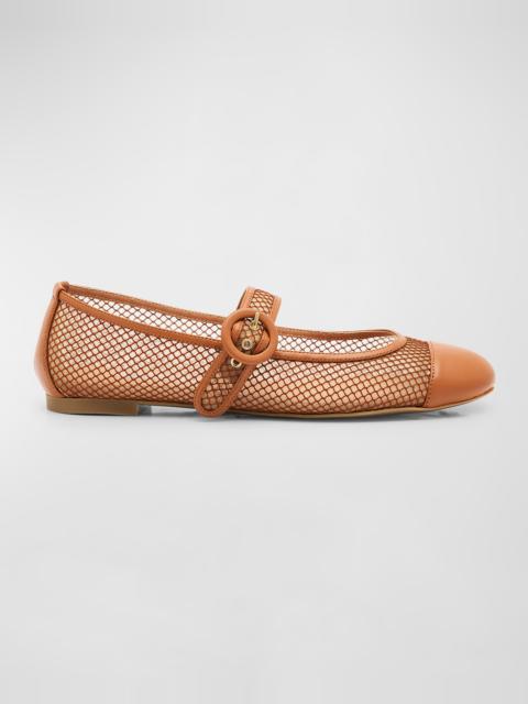 AQUAZZURA Solstice Net Mesh Mary Jane Ballerina Flats