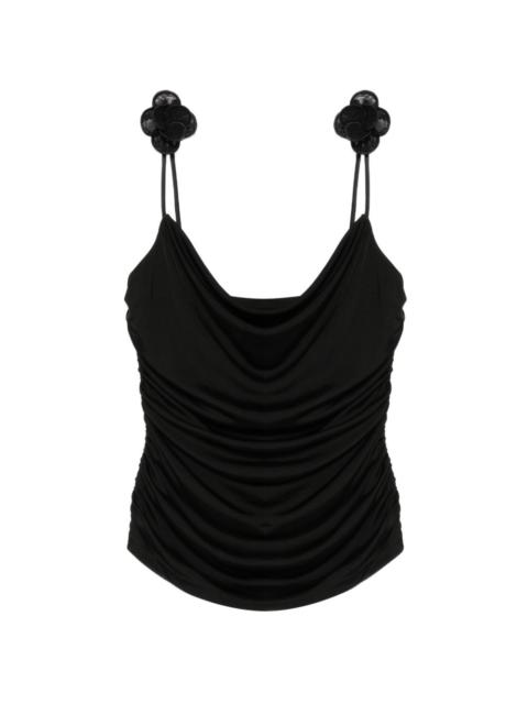 David Koma floral-applique gathered top