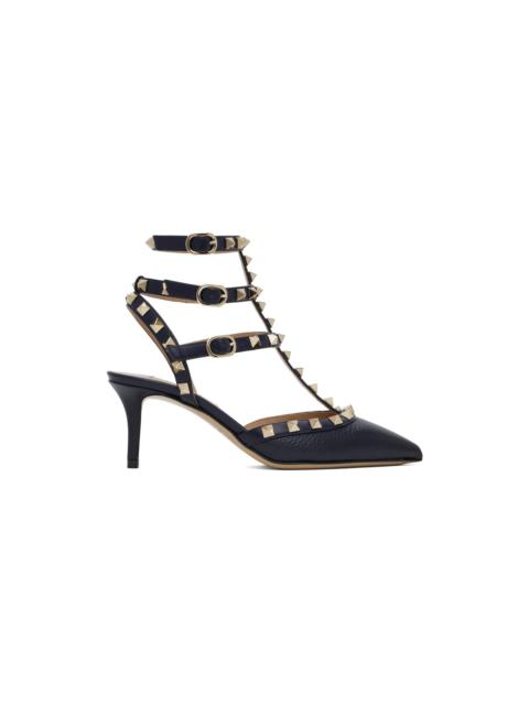 Valentino Navy Rockstud Caged 65mm Heels