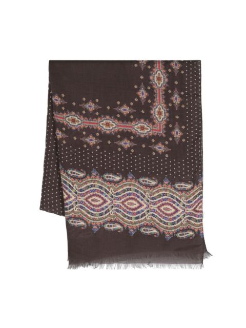Etro abstract-pattern print frayed-edge scarf