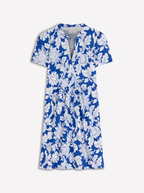 BODEN Naomi Short Jersey Dress-Blue, Botanical Flourish Mono