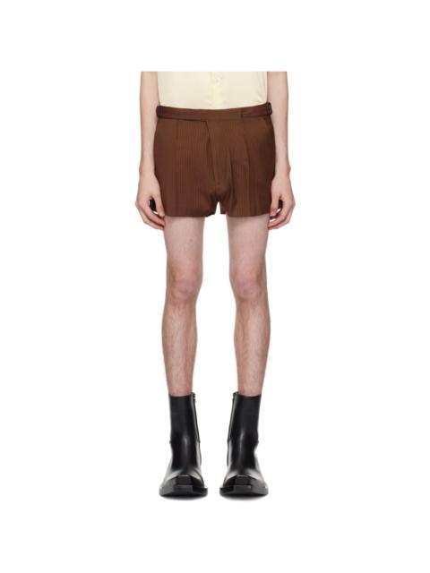 EGONLAB Brown Double Buckle Shorts
