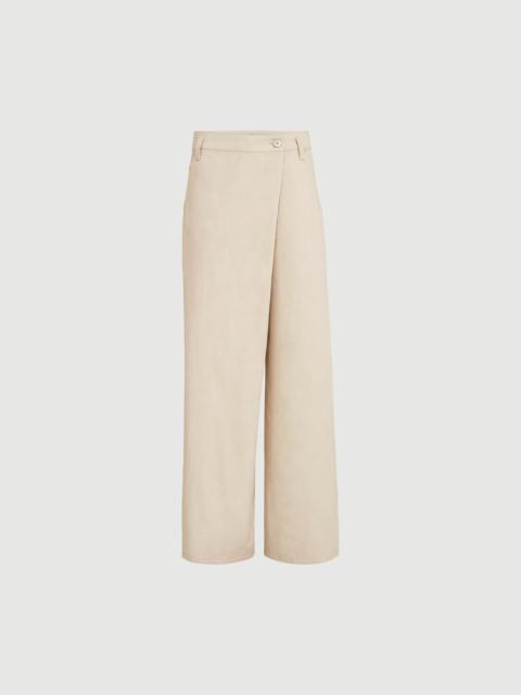 Brunello Cucinelli Cotton gabardine loose wrap trousers with monili