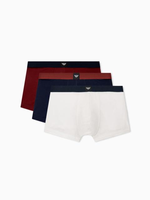 EMPORIO ARMANI 3-PACK COTTON JERSEY TRUNKS WITH ESSENTIAL LOGO LABEL