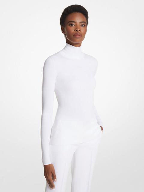 MICHAEL KORS COLLECTION Ribbed Stretch Viscose Turtleneck Sweater