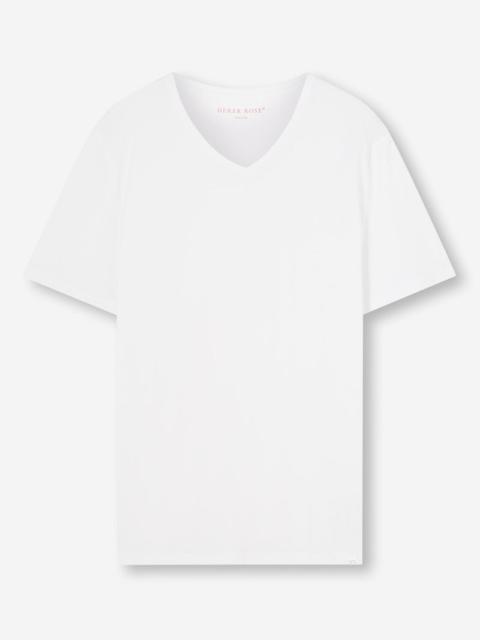 Derek Rose Men's V-Neck T-Shirt Riley Pima Cotton White
