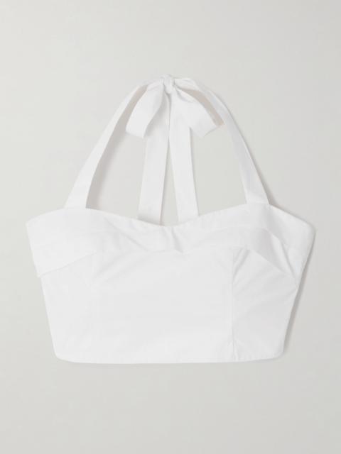 POSSE Rue cotton-poplin halterneck bustier top Cream