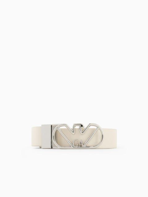 EMPORIO ARMANI Reversible belt in deer-print leather with eagle buckle