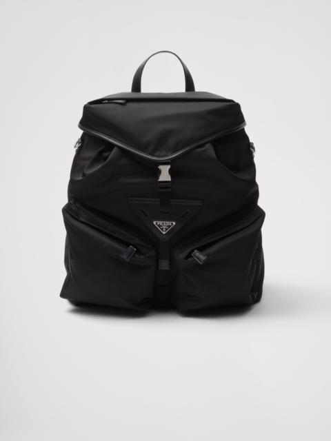 Re-Nylon and leather backpack