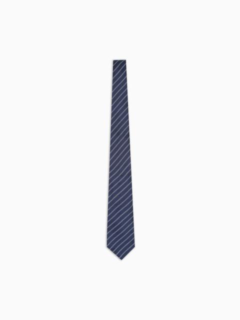GIORGIO ARMANI PURE SILK TIE WITH JACQUARD STRIPES