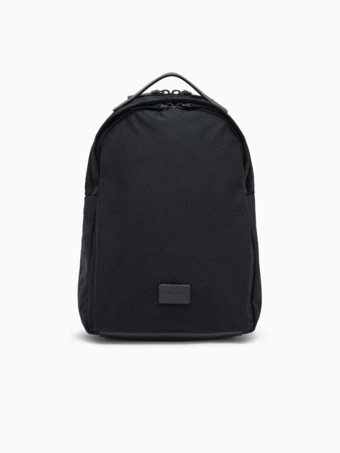 GIORGIO ARMANI MESH BACKPACK WITH LEATHER INSERTS AND ADJUSTABLE SHOULDER STRAPS