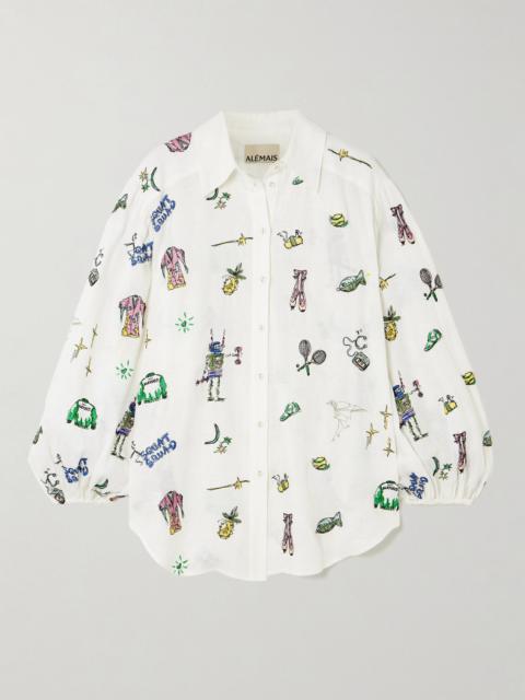 ALÉMAIS + Anouk Colantoni Play embroidered linen shirt Cream