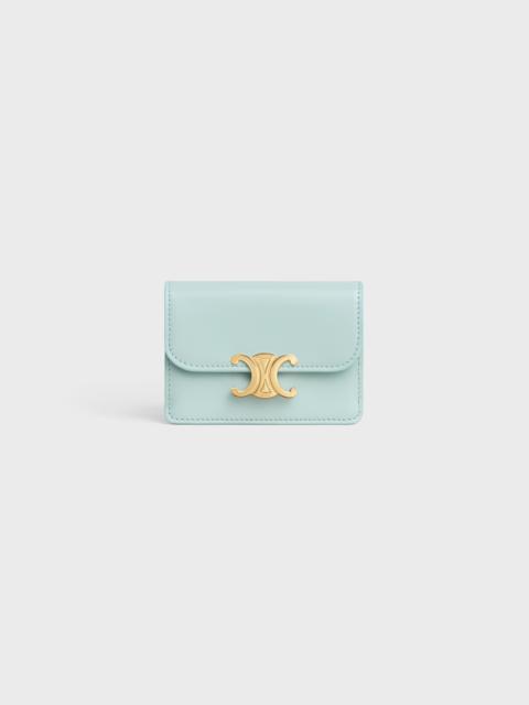 CELINE CARD HOLDER WITH FLAP TRIOMPHE IN Shiny calfskin