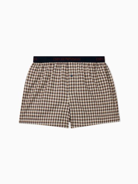 EMPORIO ARMANI BOXER IN YARN-DYED WOVEN COTTON WITH A REGULAR FIT