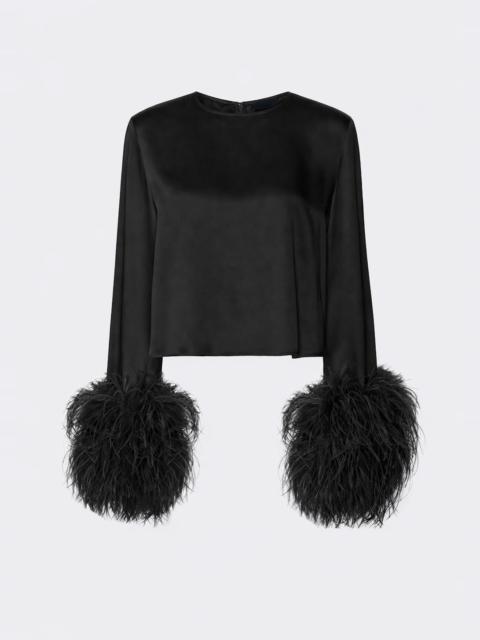 LAPOINTE Satin Top With Feathers