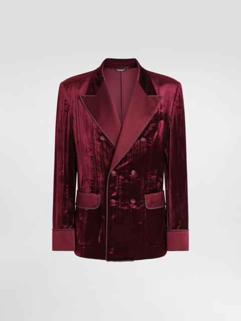 Double-breasted velvet jacket