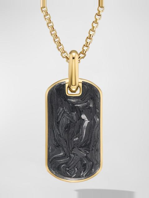 DAVID YURMAN Men's Forged Carbon Tag Pendant in 18K Gold, 34.5mm
