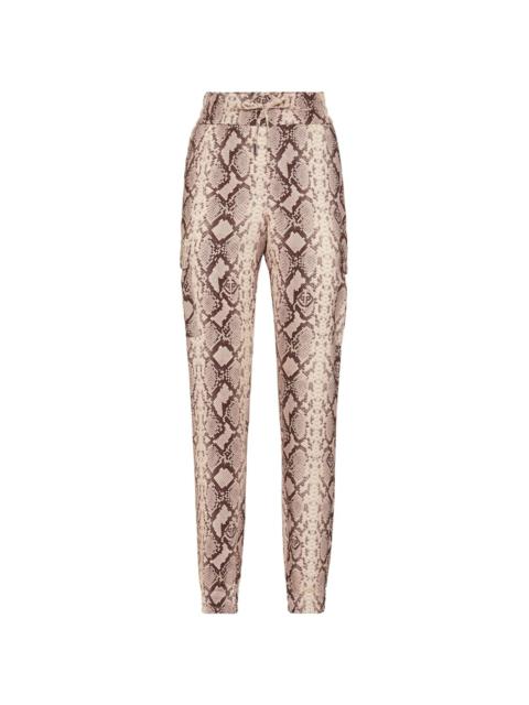PHILIPP PLEIN snakeskin-print satin cargo trousers