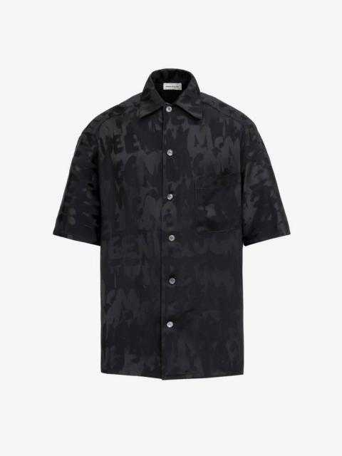 Men's McQueen Graffiti Hawaiian Shirt in Black