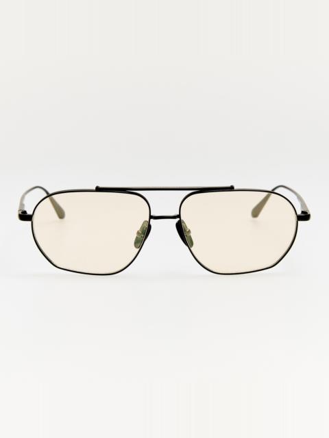 LINDA FARROW Arden Sunglasses in Matt Nickel and Yellow Photochromic Lenses