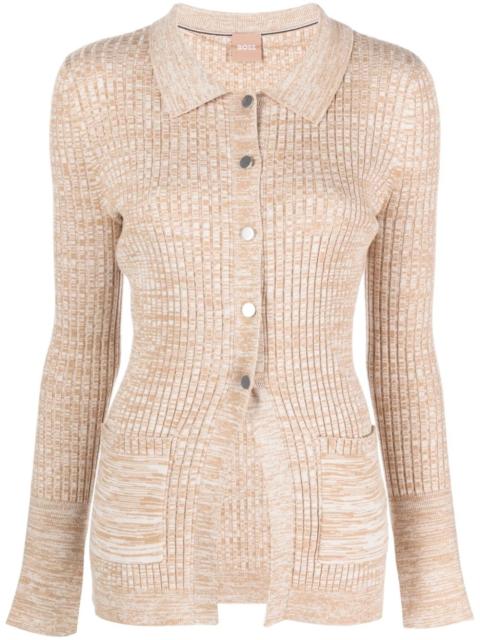 BOSS mÃ©lange-effect button-up cardigan