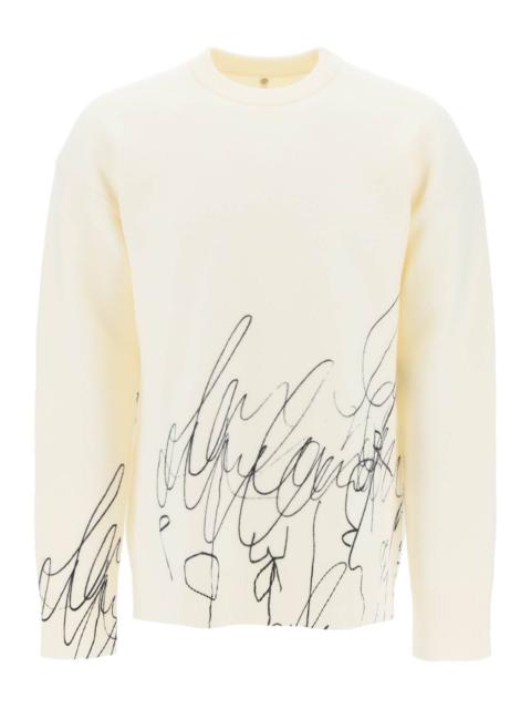 SCRIBBLE PRINT WOOL COTTA PULLOVER